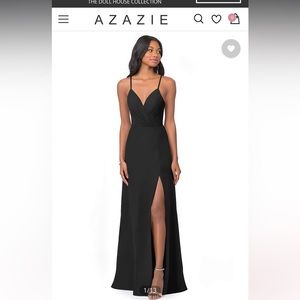 Azazie Everleigh Black Floor Length Dress